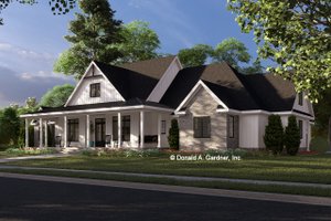 Exterior - Front Elevation 4 for Farmhouse House Plan #929-1187 - 4 bed, 3.5 bath