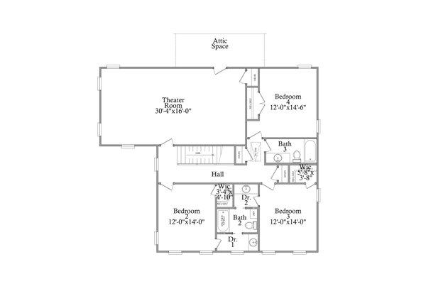 Traditional Floor Plan - Upper Floor Plan #69-404