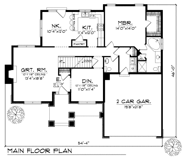 Architectural House Design - Traditional Floor Plan - Main Floor Plan #70-228