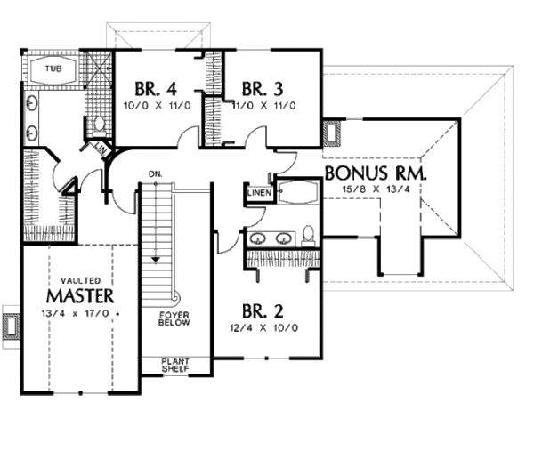 Architectural House Design - Traditional Floor Plan - Upper Floor Plan #48-448