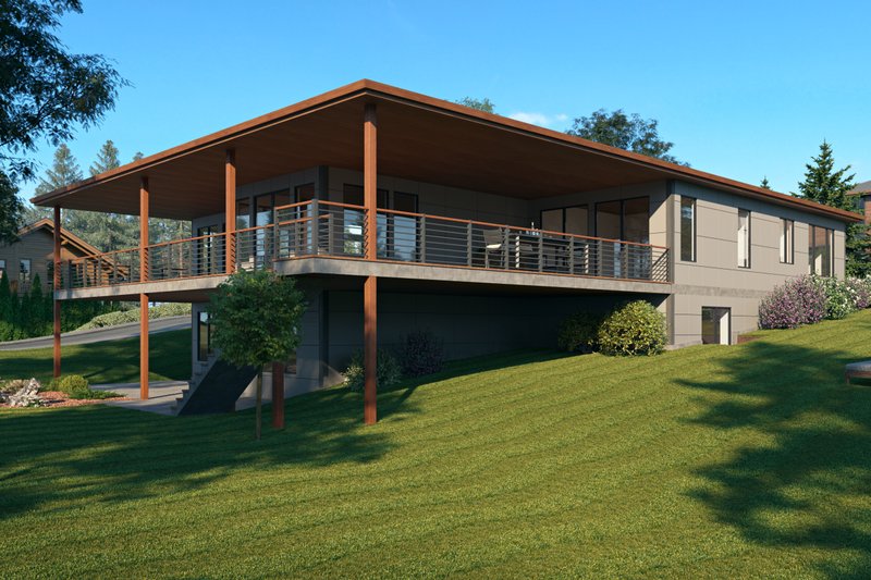 Architectural House Design - Exterior - Rear Elevation for Contemporary House Plan #1066-199 - 3 bed, 3.5 bath