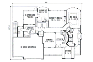 Floor Plan - Main Floor for European House Plan #67-210 - 3 bed, 2.5 bath