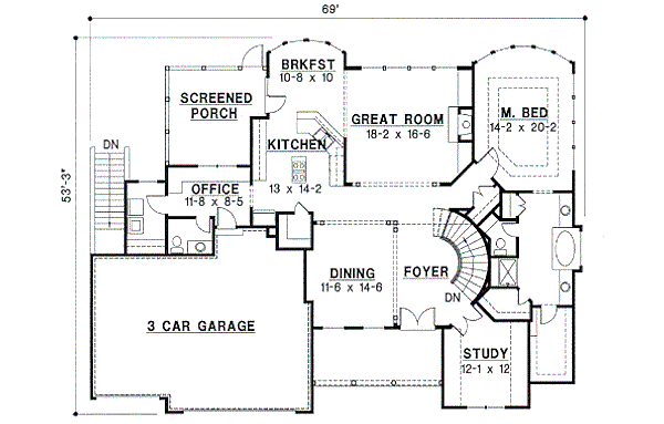 European Floor Plan - Main Floor Plan #67-210