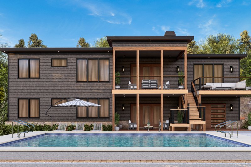 House Blueprint - Exterior - Rear Elevation for Contemporary House Plan #54-679 - 3 bed, 2 bath