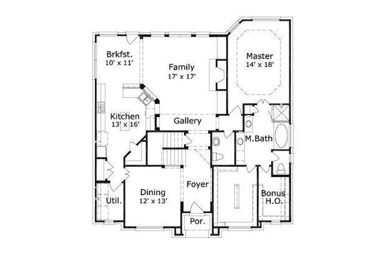 Floor Plan - Main Floor for Traditional House Plan #411-220 - 4 bed, 3 bath