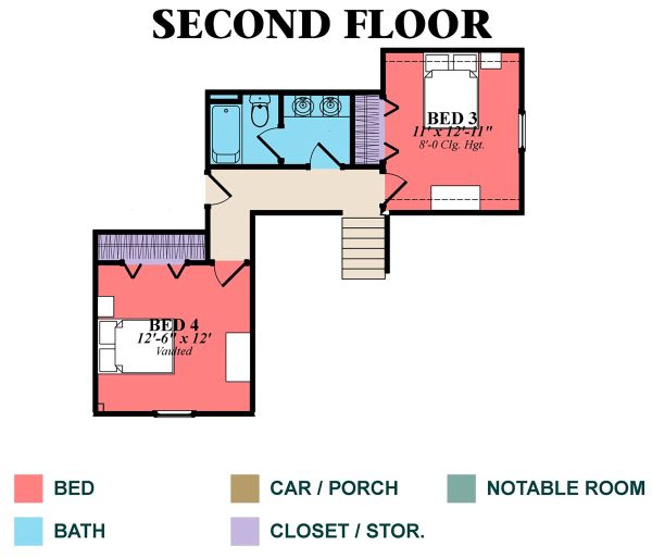 Architectural House Design - Country Floor Plan - Upper Floor Plan #63-432