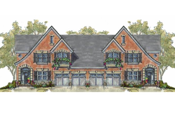 Exterior - Front Elevation 4 for European House Plan #20-1352 - 4 bed, 2.5 bath