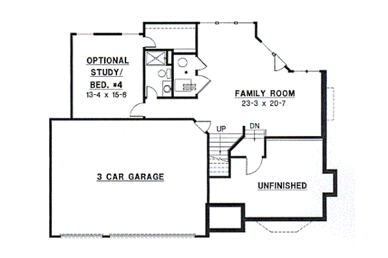 Floor Plan - Lower Floor for Traditional House Plan #67-649 - 4 bed, 3 bath