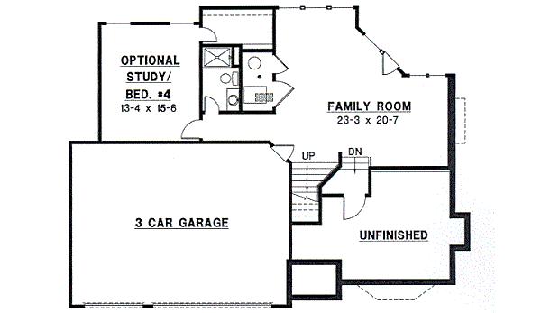 Traditional Floor Plan - Lower Floor Plan #67-649