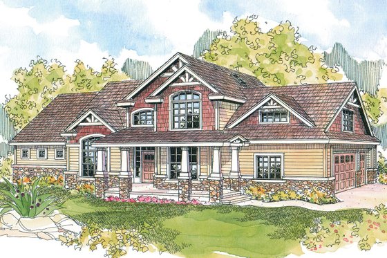 Exterior - Front Elevation 4 for Craftsman House Plan #124-582 - 4 bed, 3.5 bath