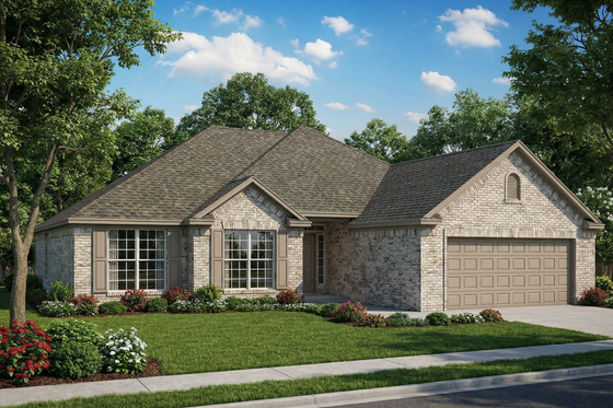 Exterior - Front Elevation for Southern House Plan #17-445 - 3 bed, 2 bath