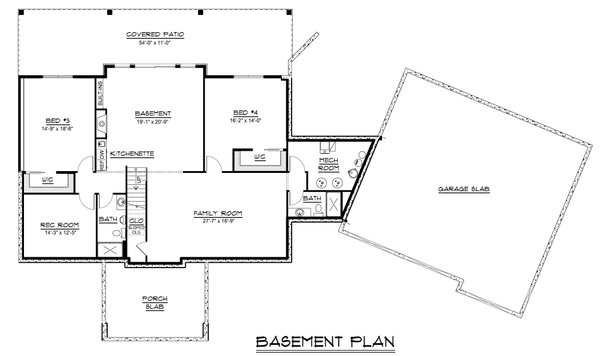 House Blueprint - Floor Plan - Lower Floor for Craftsman House Plan #1064-513 - 2 bed, 2.5 bath
