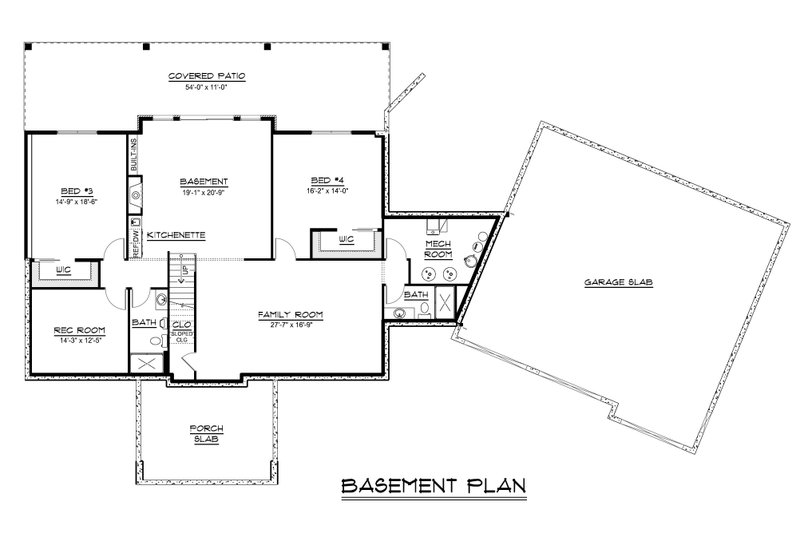 House Blueprint - Floor Plan - Lower Floor for Craftsman House Plan #1064-513 - 2 bed, 2.5 bath