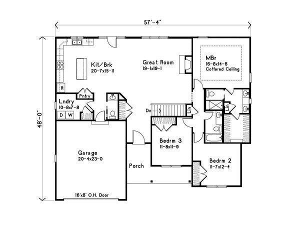 Architectural House Design - Ranch Floor Plan - Main Floor Plan #22-654