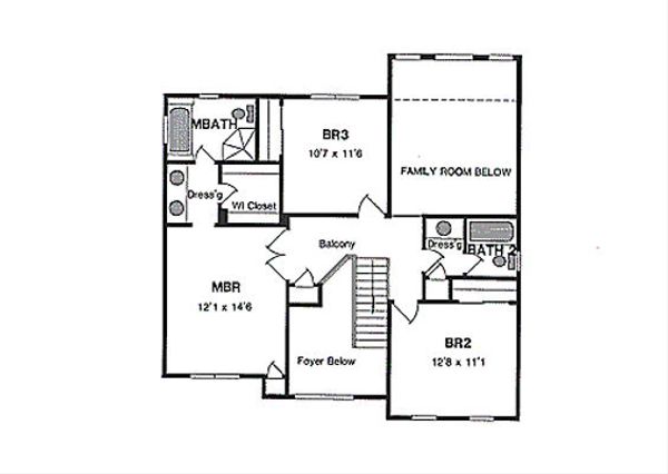 Traditional Floor Plan - Upper Floor Plan #316-109