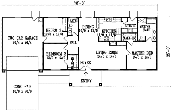 Adobe / Southwestern Floor Plan - Main Floor Plan #1-1291
