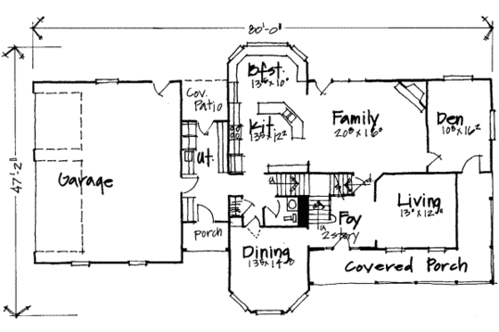 Floor Plan - Main Floor for Traditional House Plan #308-181 - 4 bed, 2.5 bath