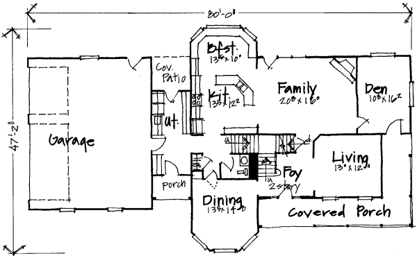 Traditional Floor Plan - Main Floor Plan #308-181