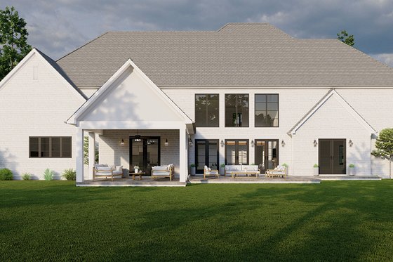 Exterior - Rear Elevation for European House Plan #923-312 - 4 bed, 4.5 bath