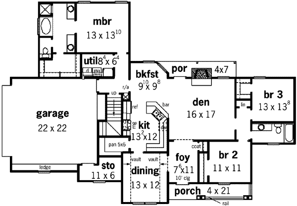 Southern Floor Plan - Main Floor Plan #16-269