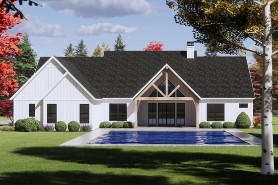 Exterior - Rear Elevation for Farmhouse House Plan #1096-128 - 4 bed, 3.5 bath