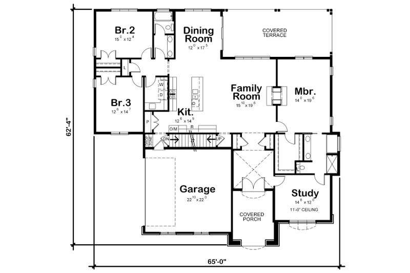 Dream House Plan - Floor Plan - Main Floor for European House Plan #20-2283 - 3 bed, 2 bath