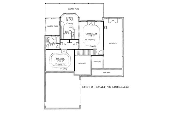 Craftsman house plan lower level floor plan
