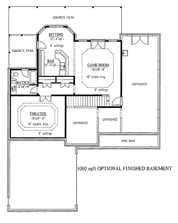House Plan Design - Craftsman house plan lower level floor plan
