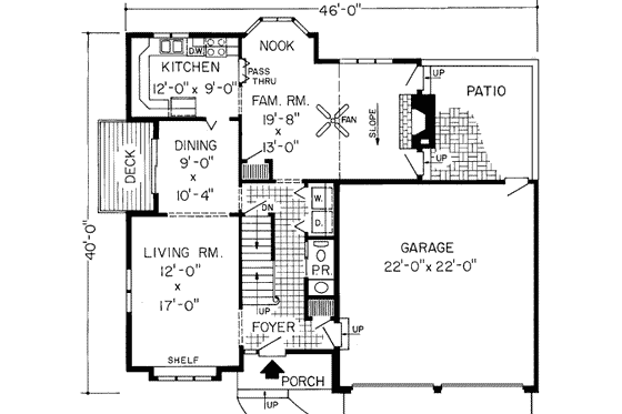 Floor Plan - Main Floor for Traditional House Plan #312-118 - 3 bed, 2.5 bath
