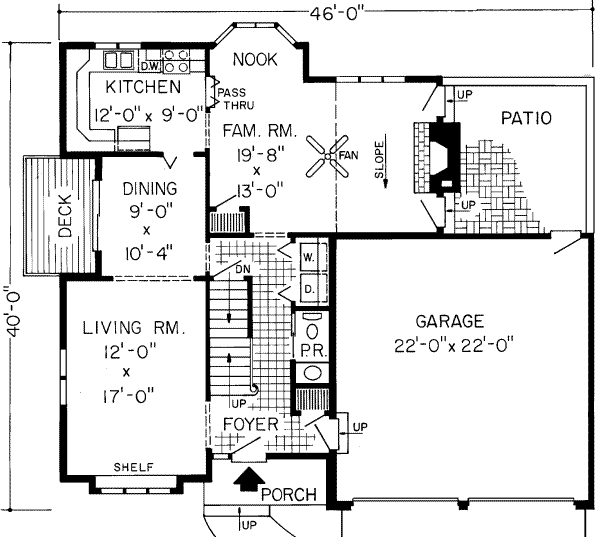 Floor Plan - Main Floor for Traditional House Plan #312-118 - 3 bed, 2.5 bath