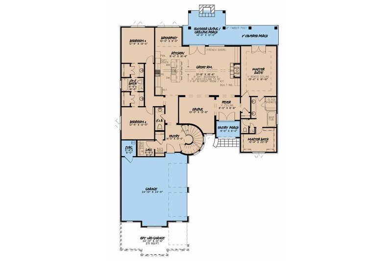 House Plan Design - Floor Plan - Main Floor for European House Plan #17-3372 - 4 bed, 3.5 bath