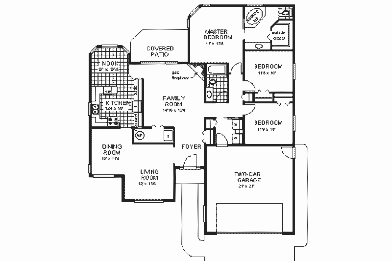 House Plan Design - Floor Plan - Main Floor for Ranch House Plan #18-116 - 3 bed, 2 bath