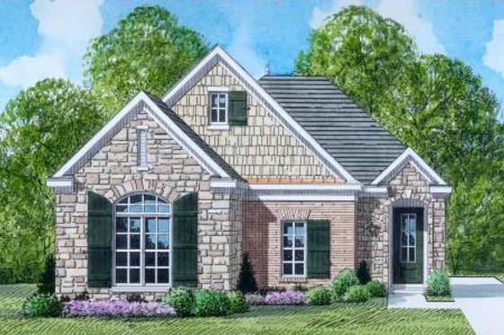 Exterior - Front Elevation for European House Plan #424-56 - 3 bed, 2 bath
