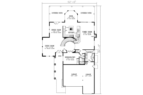 Floor Plan - Main Floor for Adobe / Southwestern House Plan #1-858 - 5 bed, 4 bath