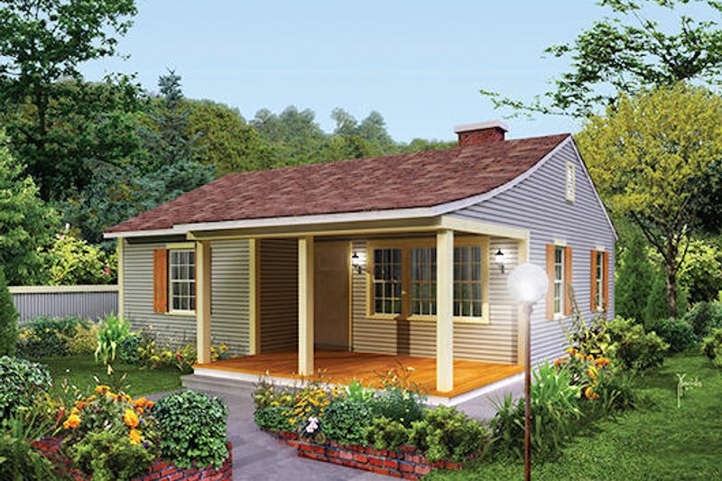 Cottage Style House Plan - 2 Beds 1 Baths 733 Sq/Ft Plan #57-499