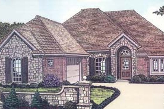 Exterior - Front Elevation for European House Plan #310-577 - 3 bed, 2 bath