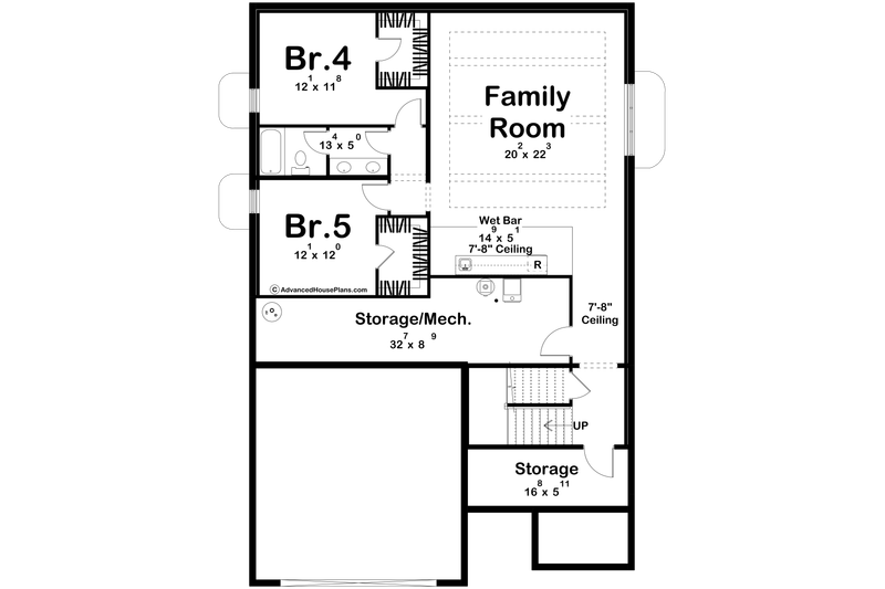 Architectural House Design - Floor Plan - Lower Floor for Farmhouse House Plan #455-780 - 3 bed, 2.5 bath