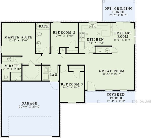 Dream House Plan - Southern Floor Plan - Main Floor Plan #17-538