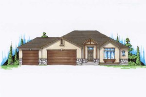 Ranch Exterior - Front Elevation Plan #5-232