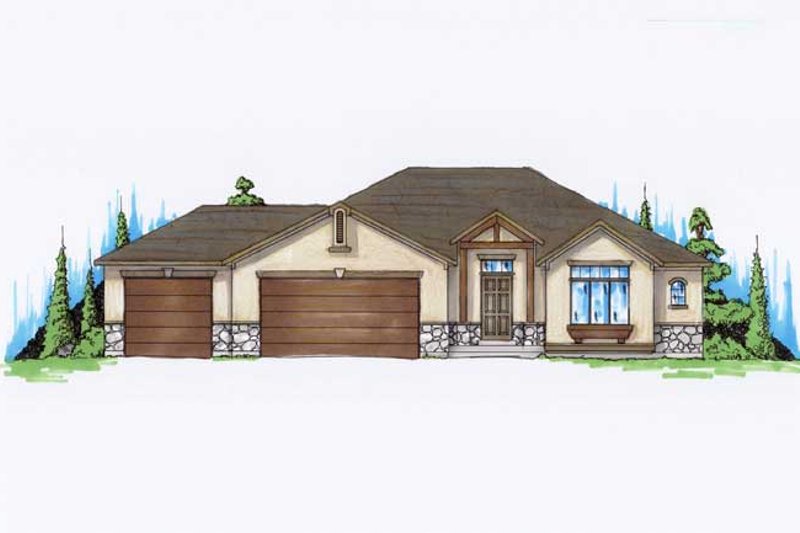 Architectural House Design - Ranch Exterior - Front Elevation Plan #5-232