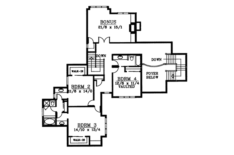 Architectural House Design - Floor Plan - Upper Floor for Traditional House Plan #97-211 - 4 bed, 3.5 bath