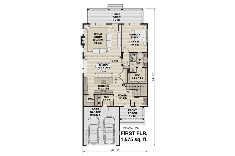 House Blueprint - Floor Plan - Main Floor for Farmhouse House Plan #51-1262 - 3 bed, 3.5 bath