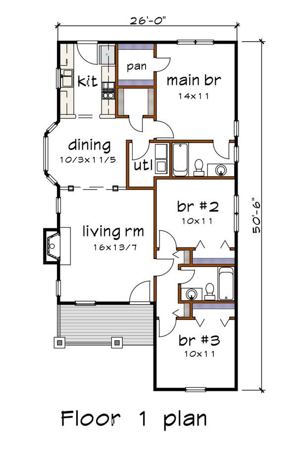 Home Plan - Cottage Floor Plan - Main Floor Plan #79-139