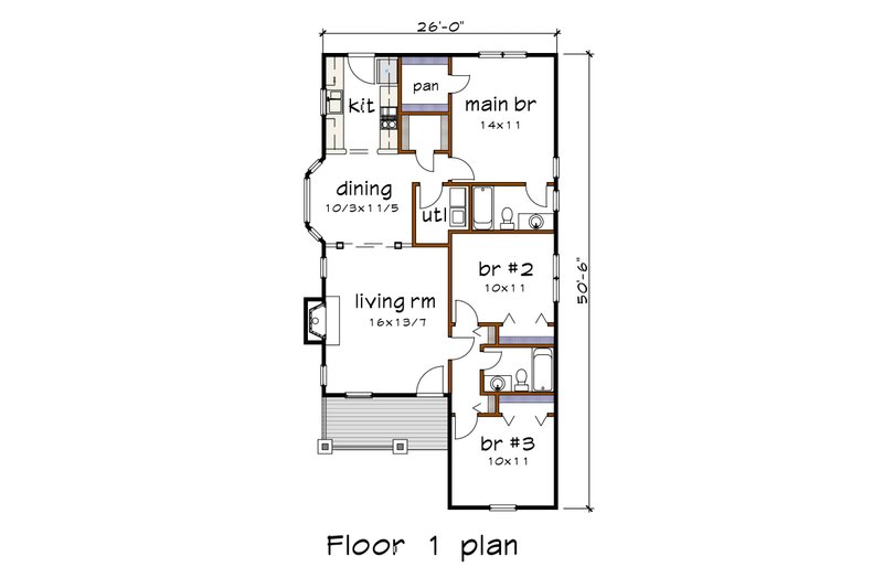 Dream House Plan - Floor Plan - Main Floor for Bungalow House Plan #79-139 - 3 bed, 2 bath