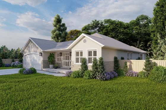 Exterior - Front Elevation 3 for Ranch House Plan #1060-22 - 5 bed, 3 bath
