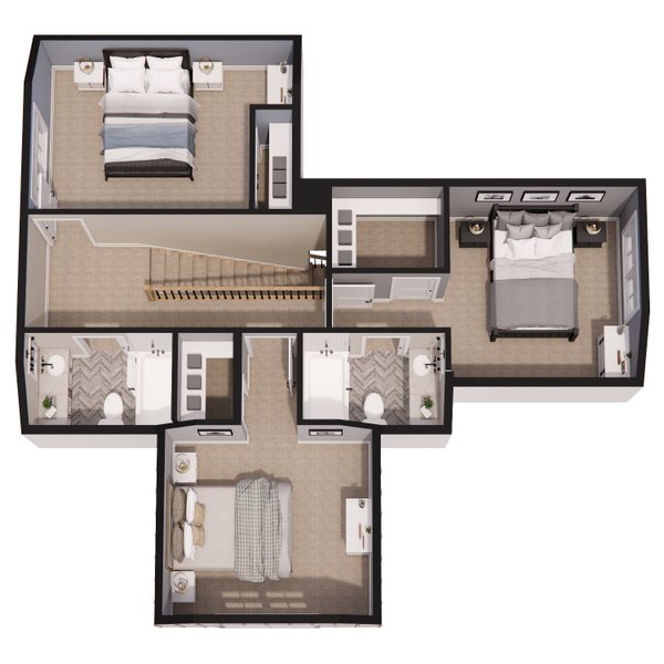 Dream House Plan - Floor Plan - Upper Floor 1 for Craftsman House Plan #51-1561 - 3 bed, 3.5 bath