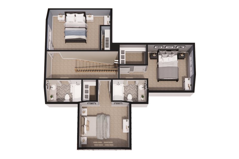 Dream House Plan - Floor Plan - Upper Floor 1 for Craftsman House Plan #51-1561 - 3 bed, 3.5 bath