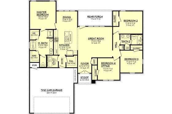 Floor Plan - Main Floor for European House Plan #430-68 - 4 bed, 2 bath