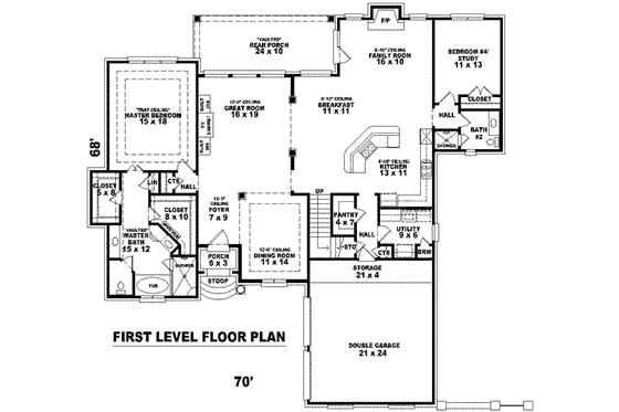 Floor Plan - Main Floor for European House Plan #81-1204 - 3 bed, 3 bath
