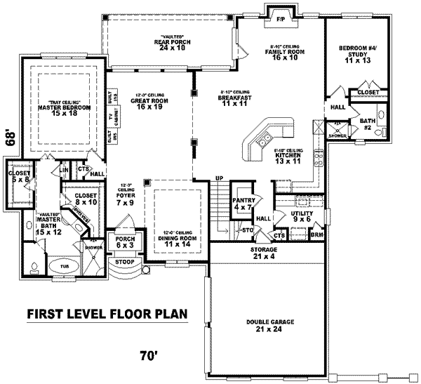 Floor Plan - Main Floor for European House Plan #81-1204 - 3 bed, 3 bath